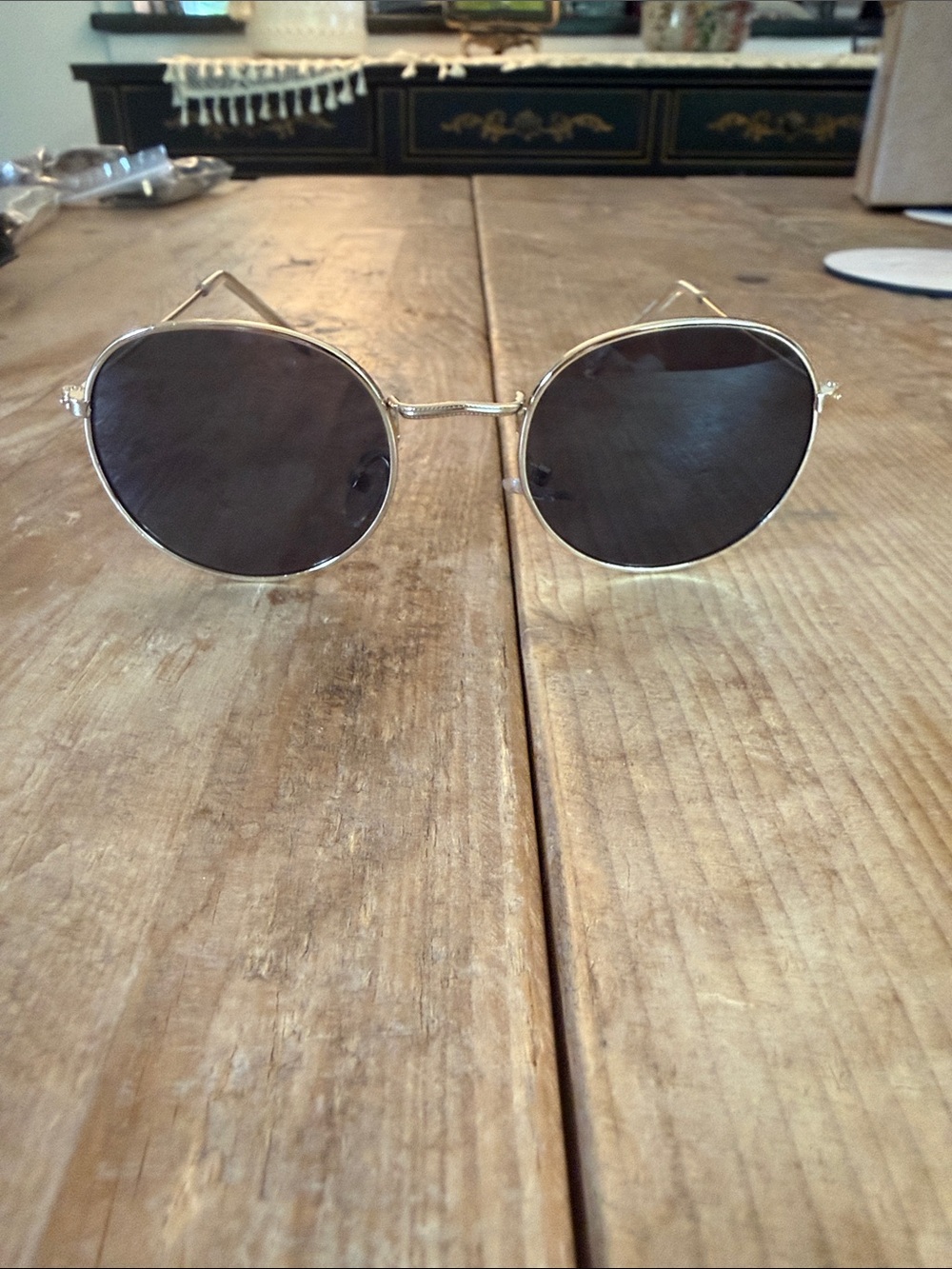Gold Frame Sunglasses with Black Lenses - Women's Fashion Accessory